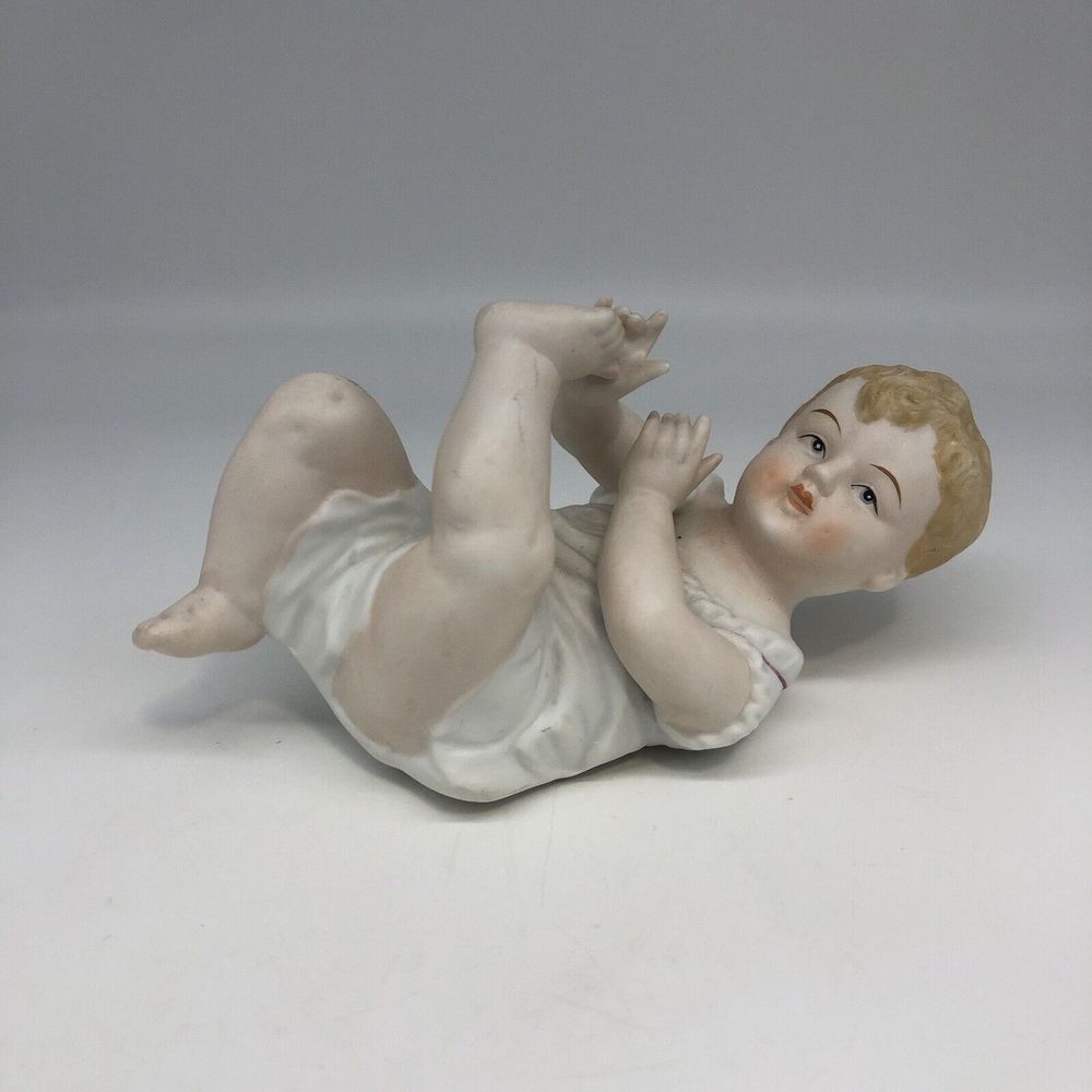 Vtg Brothers Heubach XL Porcelain Figurine Piano Baby Victorian Hand Painted
